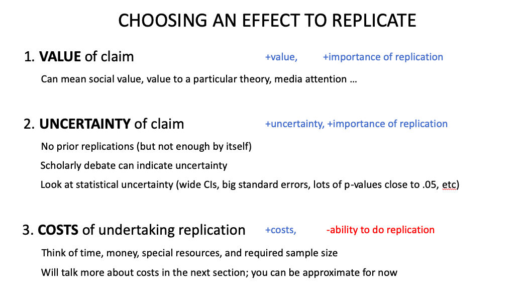 Choosing an effect to replicate